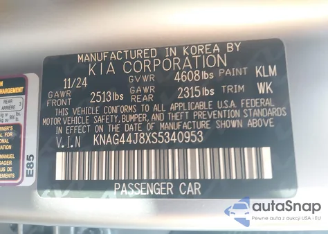 2025 Kia K5 Gt from USA, damaged, VIN KNAG44J8XS5340953